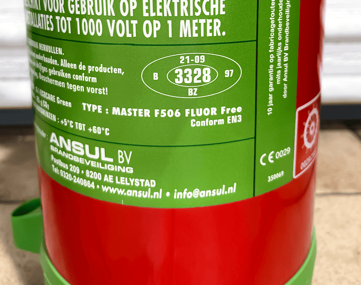 fluorvrije brandblusser blusrating
